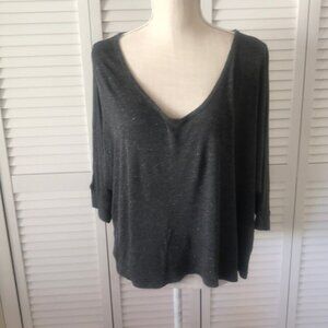 Splendid blousy 3/4 sleeves t-shirt blouse,‎ grey with silver specks size M